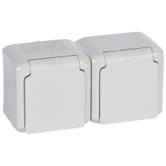   Legrand 782394 Forix dugalj 2x2P+F vízmentes falon kívüli IP44, szürke, gyermekvédelemmel