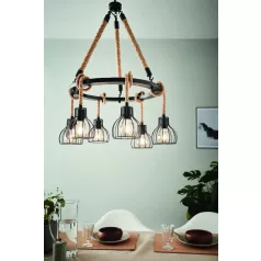   Eglo 43194 függeszték lámpatest E27 6x28W fekete/amber Rampside