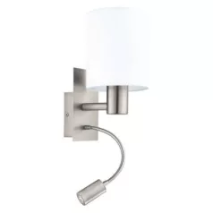   Eglo 96477 LED fali lámpa E27 40W+3,5W PASTERI matt nikkel/fehér