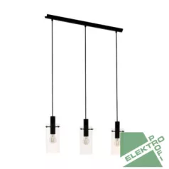   Eglo 97367 függeszték lámpatest E27 3x60W fekete/átlátszó Montefino
