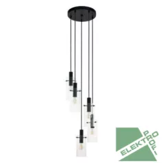   Eglo 97368 függeszték lámpatest E27 5x60W fekete/átlátszó Montefino