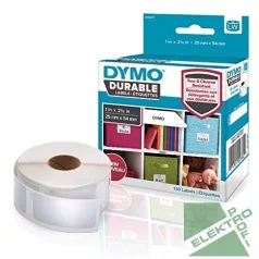 DYMO 1976411 Tartós etikett címke 54mmx25mm műanyag, fehér alap fekete bet