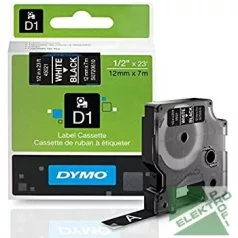 DYMO 45021 D1 kazetta, fehér/fekete 12mmx7m