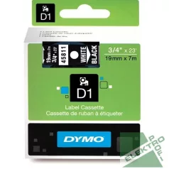 DYMO 45811 D1 kazetta, fehér/fekete 19mm x 7mm