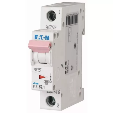 EATON 286540 PL6-D2/1 Kismegszakító, 1P,  2A/D, 6kA
