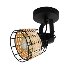 Eglo 43324 fali lámpa E27 1x40W fekete/rattan Anwick