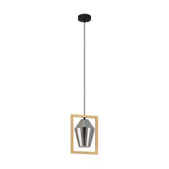   Eglo 99701 függeszték E27 1x40W átlátszó fekete/fa Viglioni