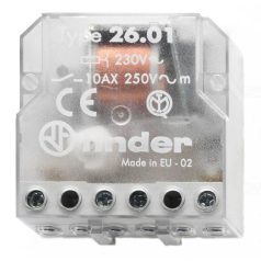   Finder 26.01.8.230 Impulzusrelé, szerelődobozba építhető, 1Z, 10A, 230V