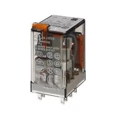   Finder 55.34.9.060.0040 Miniatűr ipari relé, 4 váltóérintkező, 60V, DC, 4CO, 7A, tesztgombbal #