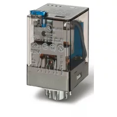   Finder 60.12.9.0240040 Ipari relé, 24V, DC 2CO, 10A, 8 pólus, tesztgombbal