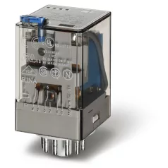   Finder 60.13.9.048.0040 Ipari relé, 48V, DC 3CO, 10A, 11 pólus, tesztgombbal