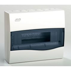   IDE 24952 BV12PT/RR Kiselosztó COMBI 1/12 fehér falon kívüli műanyag IP40 PE+N átlátszó ajtó