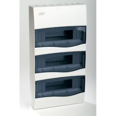   IDE 25852 BV36PT/RR Kiselosztó COMBI 3/36 fehér falon kívüli műanyag IP40 PE+N átlátszó ajtó