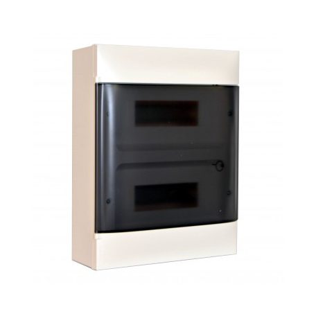 Legrand 135212 PractiboxS 2 sor 12 modul, falon kívüli kiselosztó(650°C), átlátszó füstszínű ajtóval