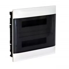   Legrand 137177 PractiboxS 2 sor 18 modul, gipszkartonba süllyeszthető  kiselosztó(850°C), átlátszó füstszínű ajtóval