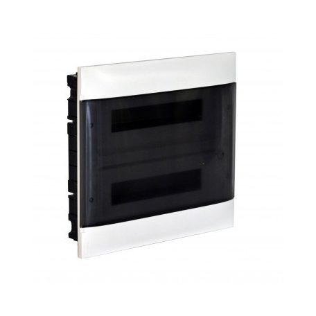 Legrand 137177 PractiboxS 2 sor 18 modul, gipszkartonba süllyeszthető  kiselosztó(850°C), átlátszó füstszínű ajtóval