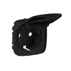   Legrand 754848 Valena Allure 2P+F csatlakozóaljzat burkolat, csapfedeles, fekete