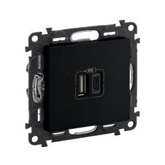   Legrand 756306 Valena Life kettős USB-A + USB-C csatlakozóaljzat 3A15W, fekete