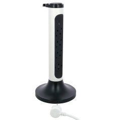   Legrand 694505 Elosztótorony, 4x2P+F, túlfeszültség-védelemmel, 2 m vezetékkel, fehér/fekete