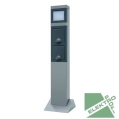   GAO DÜWI 0087750712 Kerti energiaoszlop 2dugaljjal+ lámpával, ezüst