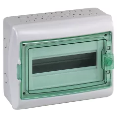   Schneider 13431 KAEDRA Kiselosztó, átlátszó ajtó, falon kívüli, 1x12 modul, szürke