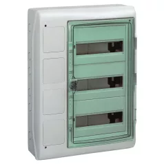 Schneider 13440 Kiselosztó KAEDRA  3/72 szürke falon kívüli műanyag IP65 PE+N átlátszó ajtó