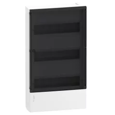   Schneider MIP12312S MINI PRAGMA Kiselosztó,füstszínű átlátszó ajtó,3x12 modul,PEN sín,fehér