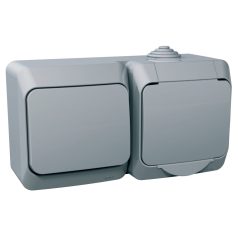   Schneider WDE000604 CEDAR PLUS 2P+F csatlakozóaljzat, váltókapcsolóval, IP44, szürke #