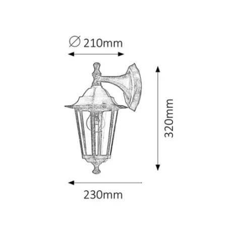 Rábalux 8232 Velence kültéri fali lámpa, antik arany, 60W, E27