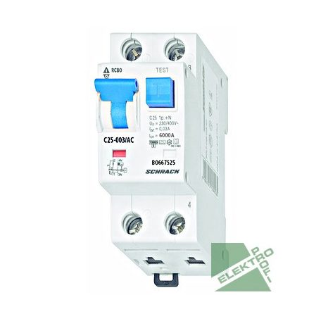 SCHRACK BO667616 LS-FI vezérelt 1+N C16A 30mA/A 6kA