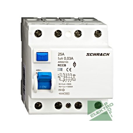 SCHRACK AR002103 FI kapcs. 4P/ 25A 30mA/AC AMPARO 10kA
