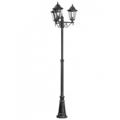   Eglo 93465 Kültéri álló E27 3x60W m:220cm d:56cm alumínium öntvény fekete, átlátszó üveg IP44 NAVEDO