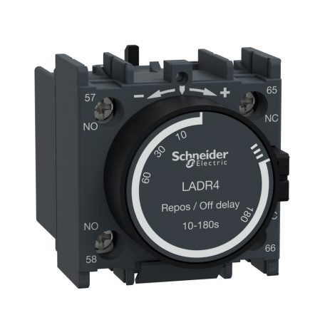Schneider LADR4 Ejtéskésleltető segédérintkező blokk, 10…180s, csavaros csatlakozás