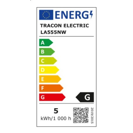 Tracon LA555NW LED izzó E27 5W led 250°gömb forma neutrál fehér 4000K