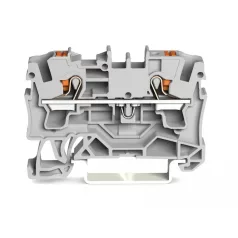   WAGO 2204-1201 2 vezetékes átmenő sorkapocs, nyomógombbal, 4 mm², vizsgálóporttal, szürke