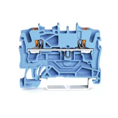   WAGO 2202-1204 2 vezetékes átmenő sorkapocs, nyomógombbal, 2.5 mm², vizsgálóporttal, kék