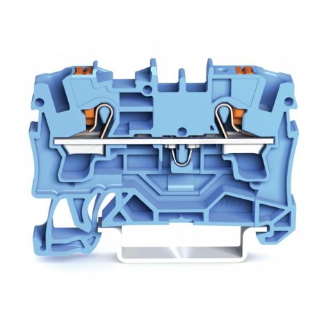 Wago 2204-1204 2 vezetékes átmenő sorkapocs, nyomógombbal, 4 mm², vizsgálóporttal, kék
