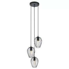   Eglo 49479 függeszték lámpatest E27 3x60W 38cm fekete NEWTOWN