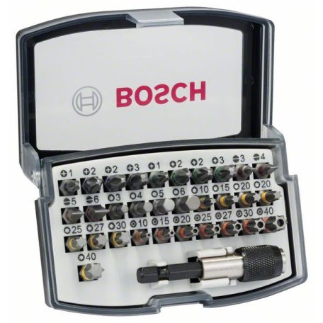 Bosch 2607017319 32 részes csavarbitkészlet, PH, PZ, H, T, és Quick Change gyorsbefogó