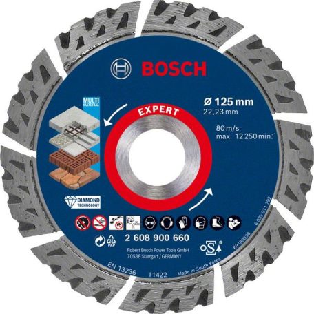 Bosch 2608900660 EXPERT MultiMaterial gyémánt vágótárcsa, 125 x 22,23 x 2,2 x 12 mm