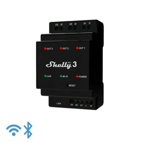 Shelly PRO3 Pro 3, 3 áramkörös Wifi+Ethernet+Bluet. okosrelé