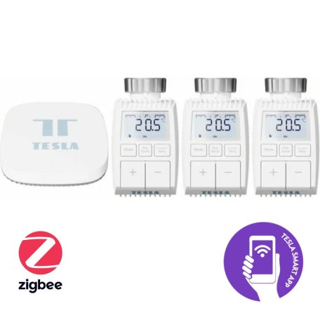 Tesla TSL-BNDL-BASIC okos termosztátfej 3db + ZigBee HUB