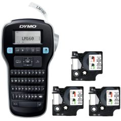   DYMO 2181011 feliratozógép pack LM 160 + 3db kazetta 12mmx7m fekete/fehér RC: 123539 + 119288