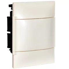   Legrand 134144 PractiboxS 1 sor 4 modul, téglafalba süllyeszthető kiselosztó(650°C), fehér ajtóval, védőföld és nulla elosztókapoccsal