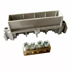   Legrand 134800 PractiboxS 4 modulos szekrényhez, 1 x (2x16mm² + 2x10mm²) csupasz PE elosztókapocs szigetelt tartóval; Icc=6 kA