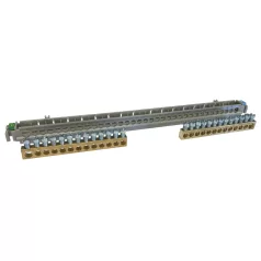   Legrand 134814 PractiboxS 18 modul/sor-os süllyesztett szekrényhez, 2 x (1x25mm² + 12x16mm²) csupasz PE+N elosztókapocs szigetelt tartóval; Icc=10 kA