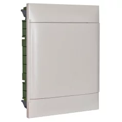   Legrand 135142 PractiboxS 2 sor 12 modul, téglafalba süllyeszthető kiselosztó(650°C), fehér ajtóval, védőföld és nulla elosztókapoccsal