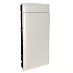   Legrand 135144 PractiboxS 4 sor 12 modul, téglafalba süllyeszthető kiselosztó(650°C), fehér ajtóval, védőföld és nulla elosztókapoccsal