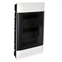   Legrand 137158 PractiboxS 3 sor 18 modul, téglafalba süllyeszthető kiselosztó(650°C), átlátszó füstszínű ajtóval, védőföld és nulla elosztókapoccsal