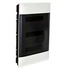   Legrand 137178 PractiboxS 3 sor 18 modul, gipszkartonba süllyeszthető kiselosztó(850°C), átlátszó füstszínű ajtóval, védőföld és nulla elosztókapoccsal